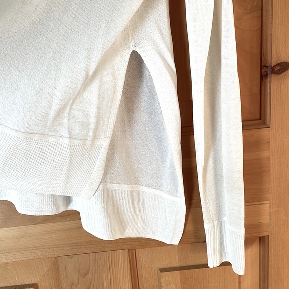 Aritzia Wilfred Light Knit Sheer Asymmetrical White Sweater, size M - Picture 3 of 6